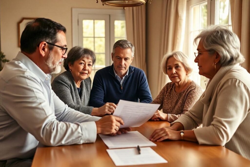 Business owner and family reviewing entity structure and estate planning decisions