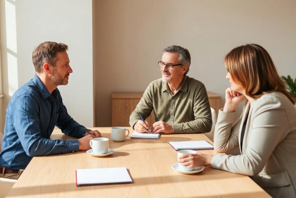 Business owner comparing SEP IRA, SIMPLE IRA, and 401(k) retirement plan options with advisors